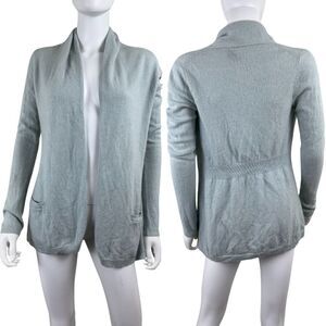 Theory Womens Size M Blue Cashmere Open Front Cardigan Sweater Pockets FLAWED